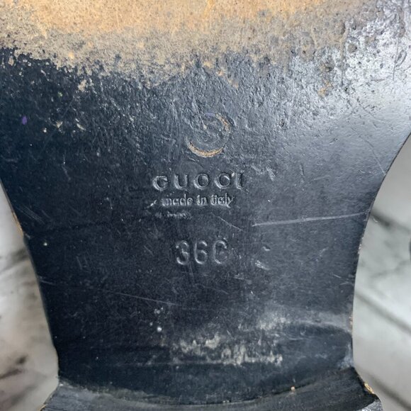 Gucci Vintage 90s Black Patent Leather Square Toe Derby Shoe - Picture 10 of 11